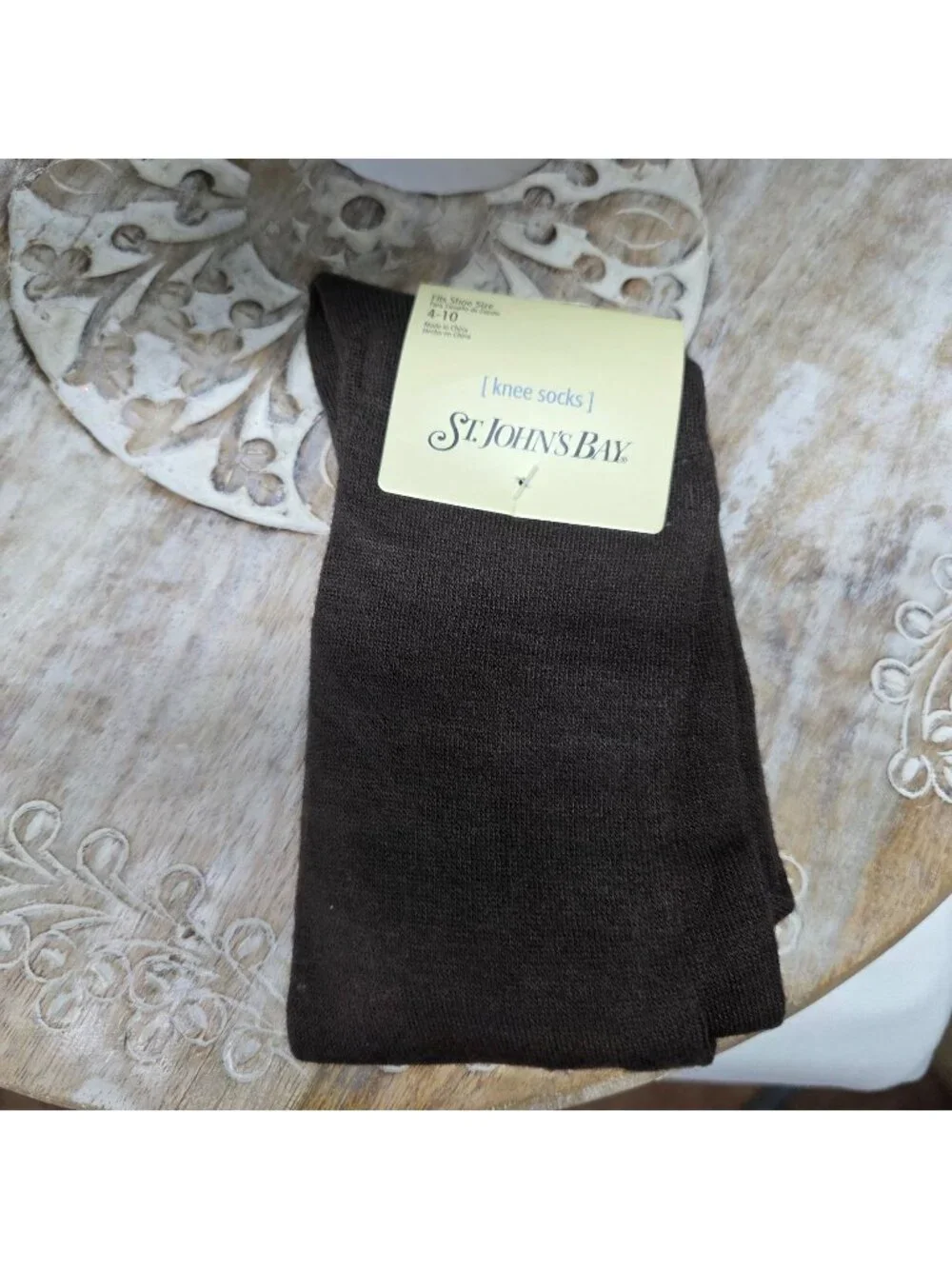 St. John's Bay Knee High Socks 4-10 Brown Stretch Cozy Everyday Neutral Preppy